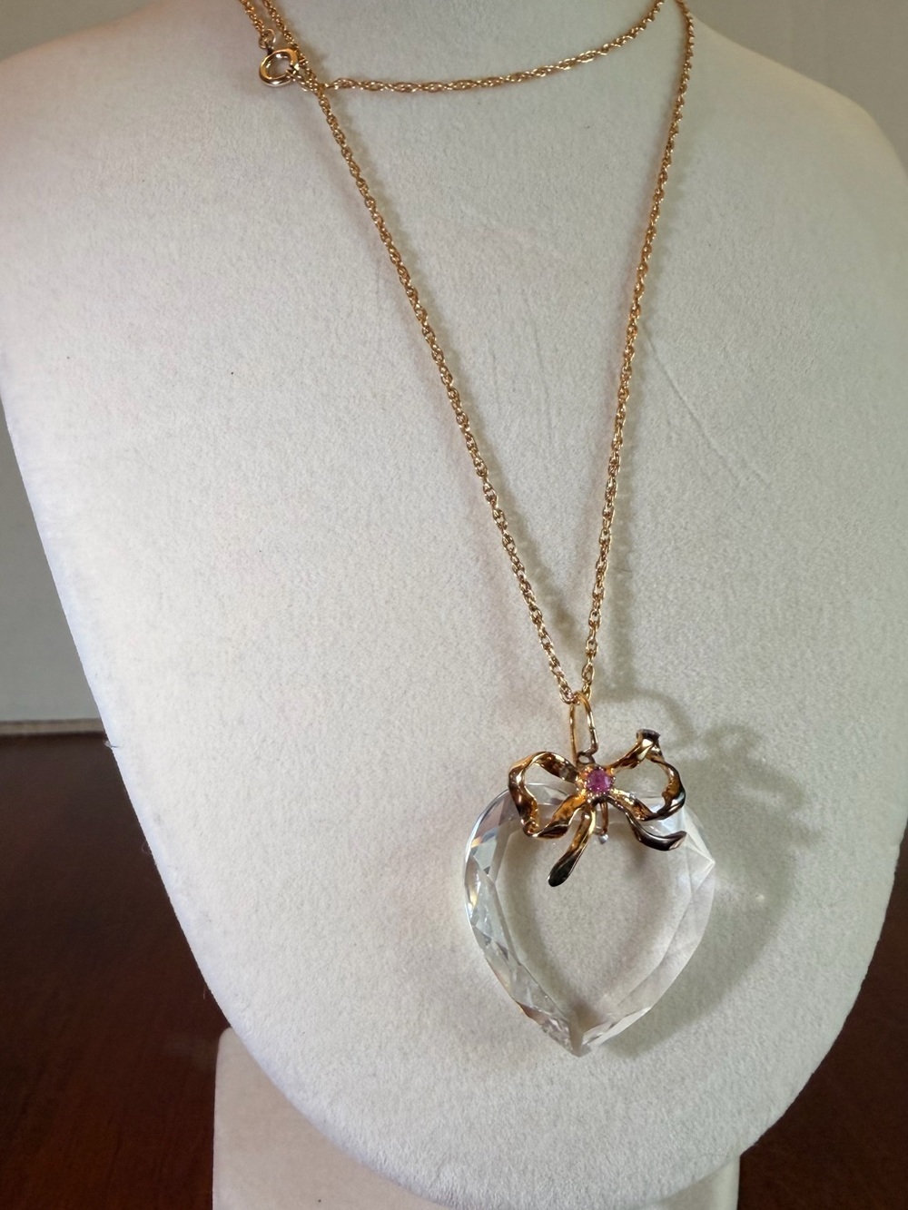 LENOX Crystal and Ruby 925 Pendant on 14k Gold Filled Chain
